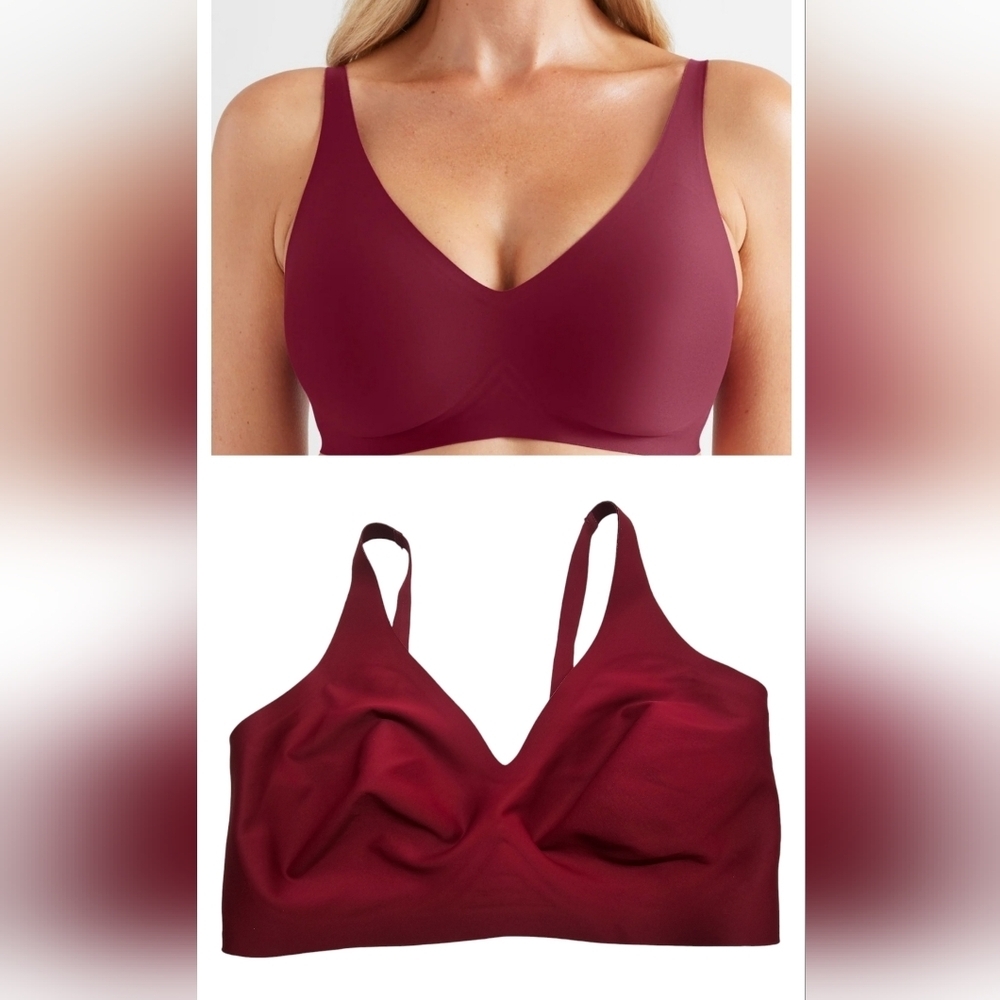 Knix Revolution V-Neck Bra in color red velvet size Medium++ No padding inserts